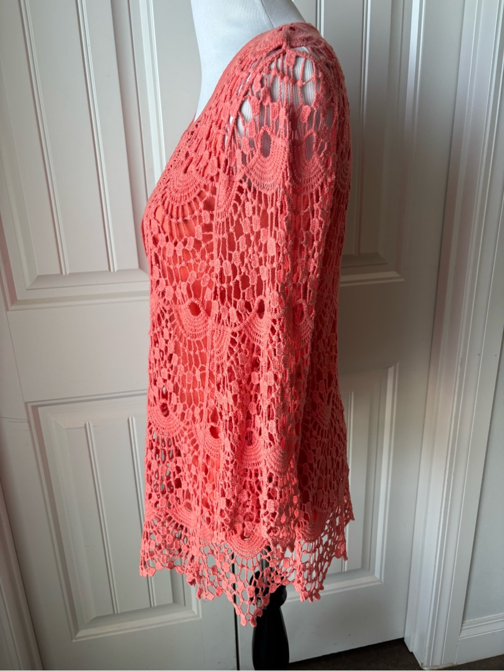 Cristina Coral Crochet Overlay with Matching Scoop Tank - Picture 3 of 7